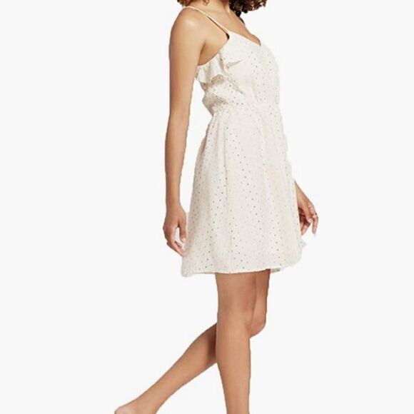 A NEW DAY WOMEN'S POLKA DOT SMOCKED METALLIC SLEVELESS DRESS SIZE XS - Picture 3 of 11